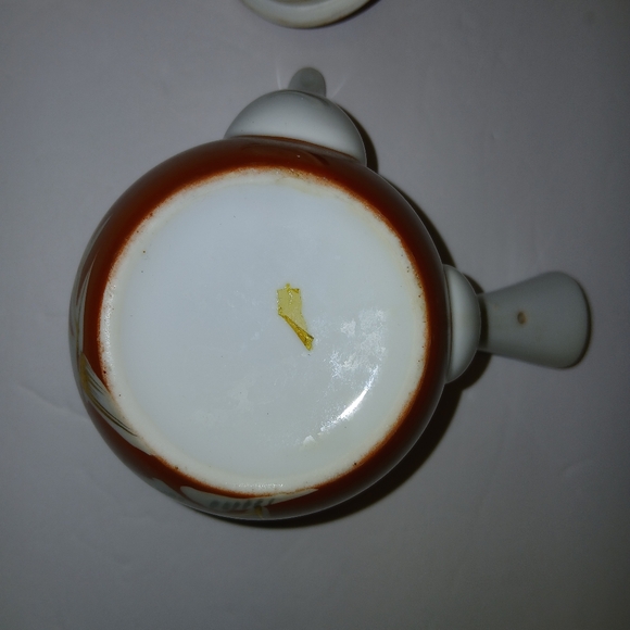Vintage Arita-yaki Kyusu Japanese Teapot Porcelain MCM 50s RARE Orange Signed - Picture 8 of 11